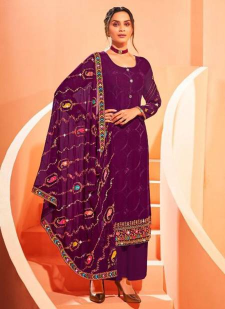 Purple Colour Dulhan Radha New Latest Designer Festive Wear Georgette Plazzo Suit Collection 845